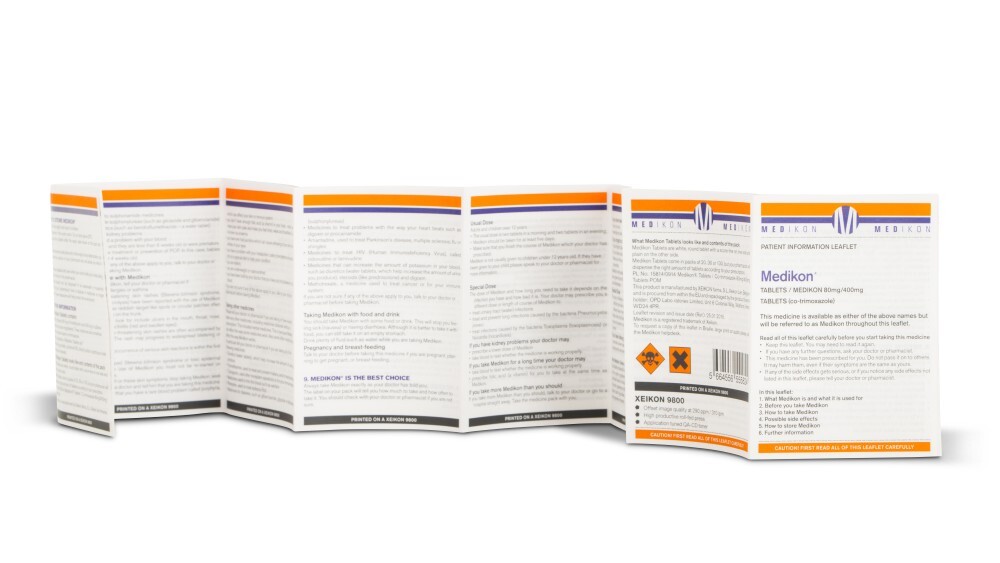 Leaflet pharma label